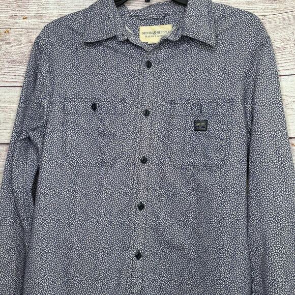 Ralph Lauren Denim & Supply Long Sleeve Micro Floral Button Up Shirt Size Medium - Picture 6 of 11